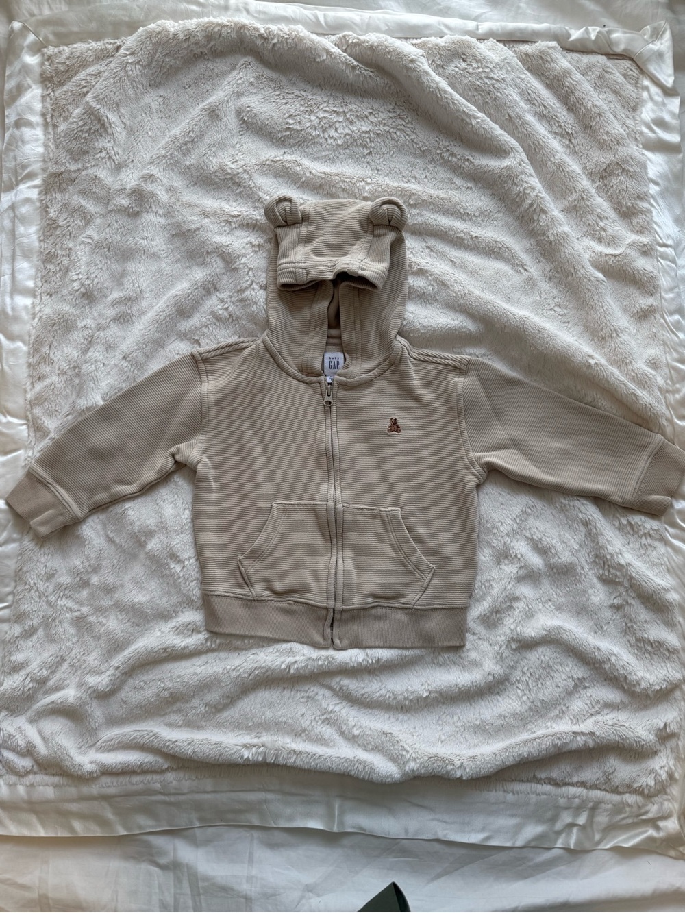 GAP Cream Zip-Up Hoodie with Bear Ears